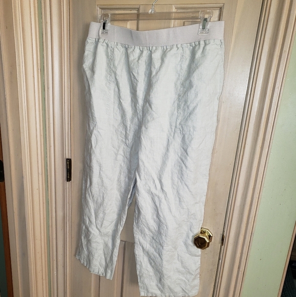 Misses In Due Time Sz L Maternity Beige Linen Capri Pants - Picture 4 of 4